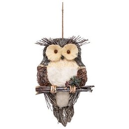 Suspension hibou 26x47cm avec branches