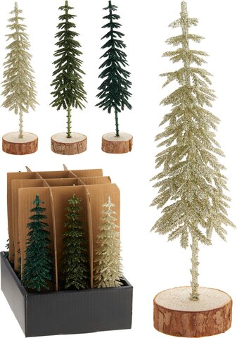 Tafelkerstboom H18cm glitter 3ass