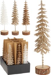 Tafelkerstboom H18cm glitter 3ass beige