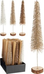 Tafelkerstboom H33cm glitter 3ass beige