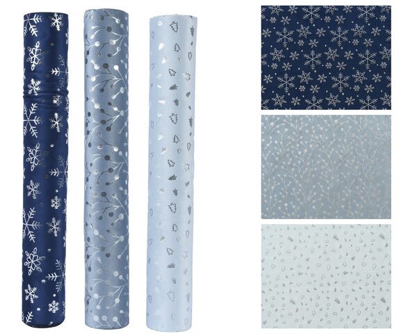 Tafelloper 200x35cm 3ass blauw