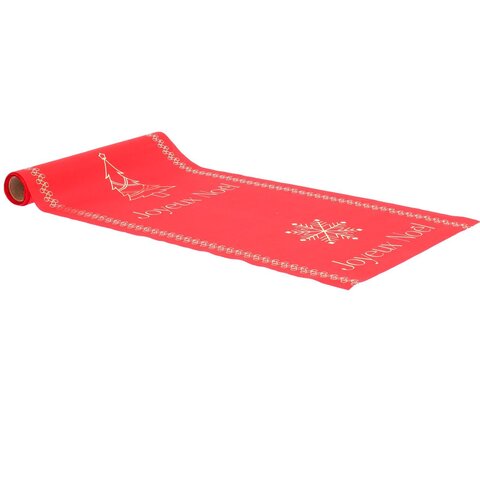 Tafelloper 28cmx3m "Vrolijk Kerstfeest" rood