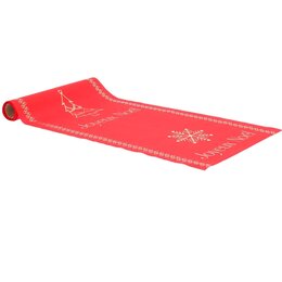 Tafelloper 28cmx3m "Vrolijk Kerstfeest" rood