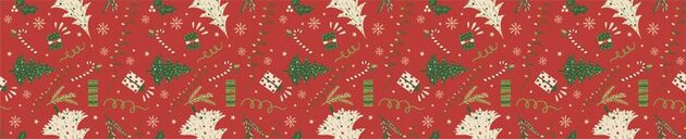 Tafelloper 33x180cm - Kerstbomen en pakjes