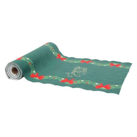 Tafelloper Joyeux Noël 28cmx3m fluweel groen rood