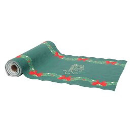 Tafelloper Joyeux Noël 28cmx3m fluweel groen rood