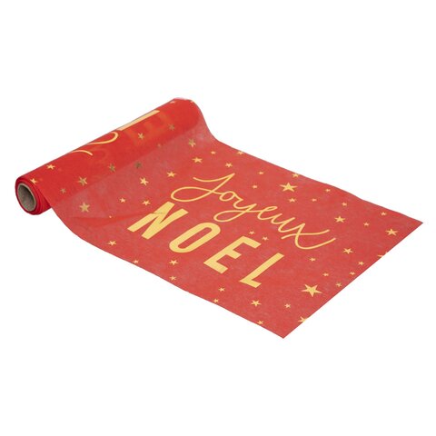 Tafelloper Joyeux Noël 28x500cm - rood goud