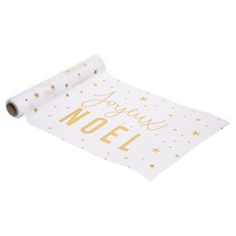 Tafelloper Joyeux Noël 28x500cm - wit goud