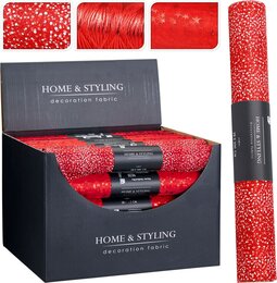 Tafelloper organza rood 3ass