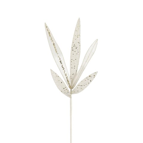 Tak blad H58cm creme glitter