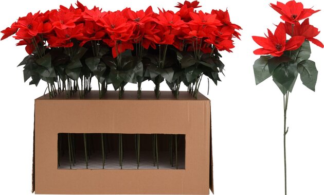 Tak poinsettia H64cm 3bloemen