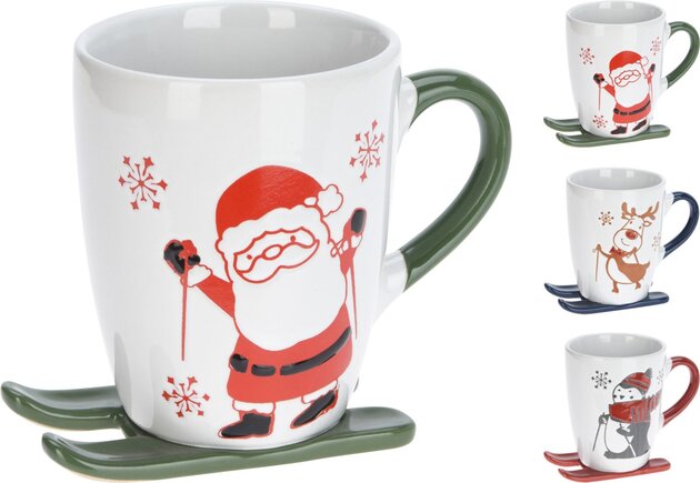 Tasse Noël avec ski 330ml 3ass