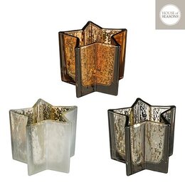 Theelichthouder 12x10cm ster 3ass