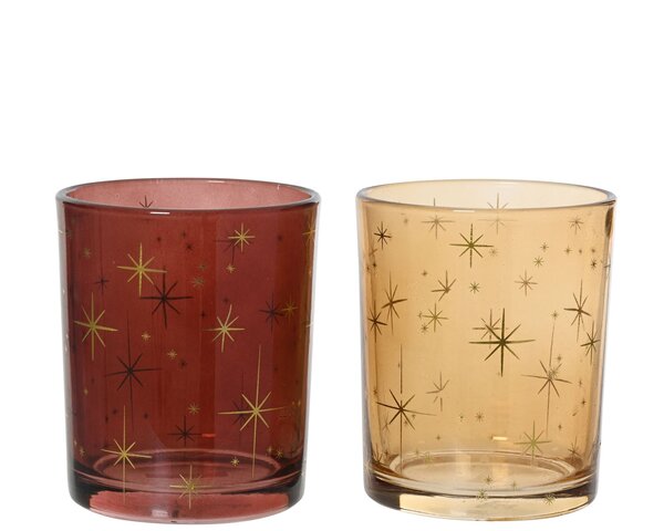 Theelichthouder D7xH8cm glas 2ass