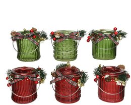 Theelichthouder D8xH10cm glas 6ass