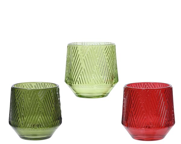 Theelichthouder D8xH8cm glas 3ass