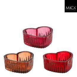 Theelichthouder hart 7x3cm 3ass