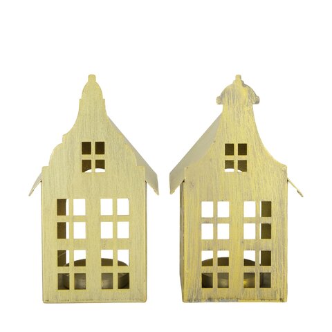 Theelichthouder huis 10x18cm 2ass