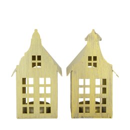Theelichthouder huis 10x18cm 2ass