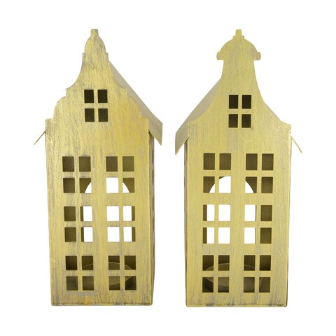 Theelichthouder huis 12x28cm 2ass