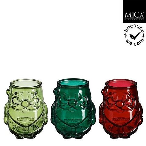 Theelichthouder Kerstman D11xH13cm 3ass