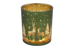 Theelichthouder Lucca L H10cm groen