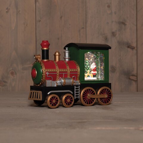 Trein met Kerstman 15x21cm warm wit