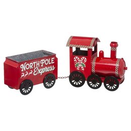 Trein metaal rood l66cm - afbeelding 1