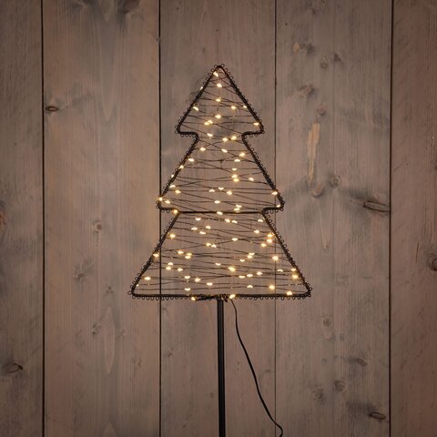 Tuinsteker kerstboom 85Led 22x89cm metaal classic warm