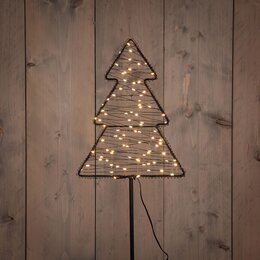 Tuinsteker kerstboom 85Led 22x89cm metaal classic warm