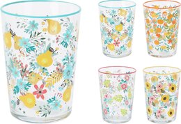 Verre 510ml D8xH12cm fruit 4ass