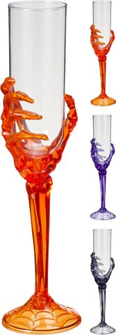 Verre champagne 150ml main squelette Halloween