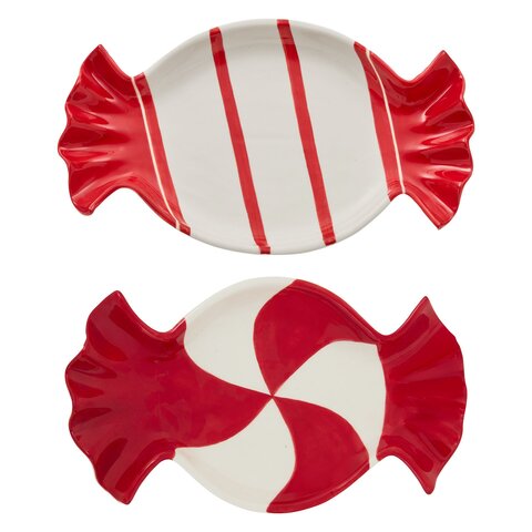 Vide-poche snoep rood wit set van 2