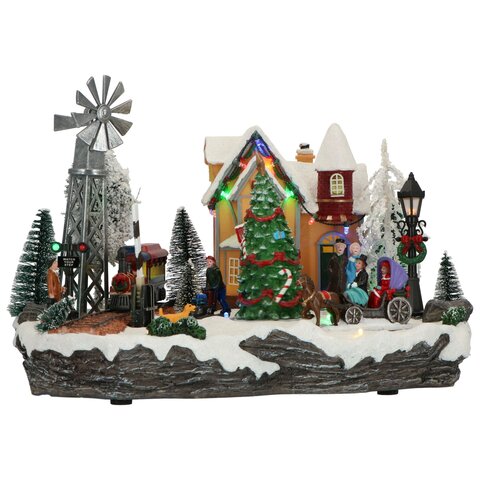 Village de Noël avec Père Noël 35x25,5x29,5cm Led - image 2