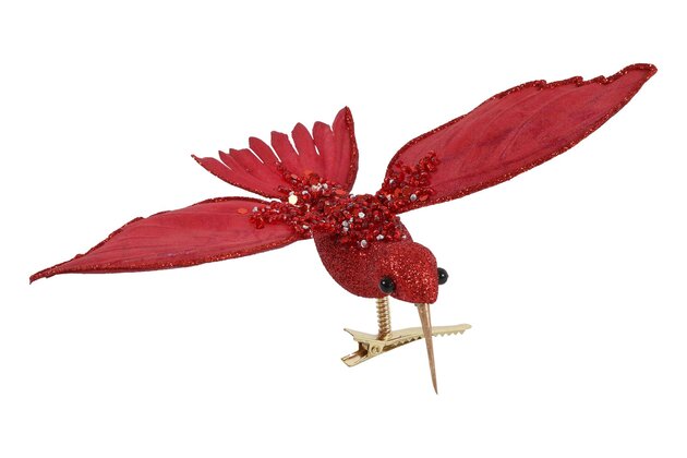 Vogel clip 7xH3cm rood