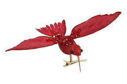 Vogel clip 7xH3cm rood