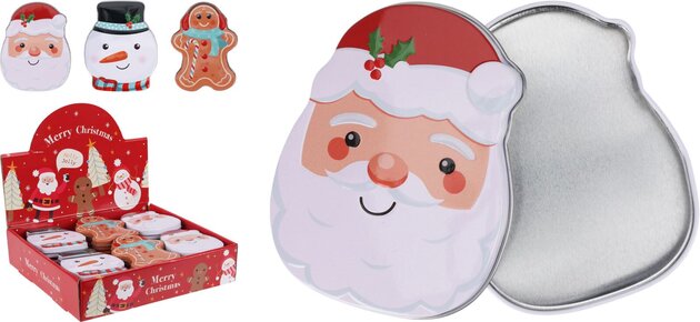 Voorraaddoos 12x9x2cm Kerstfiguur 3ass