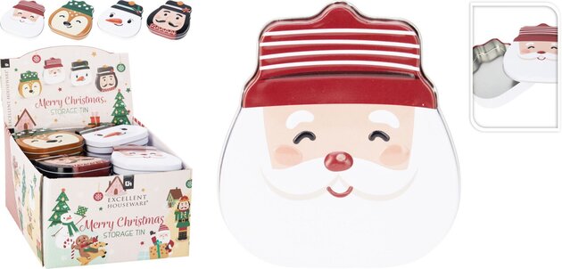 Voorraaddoos 12x9x2cm Kerstfiguur 4ass