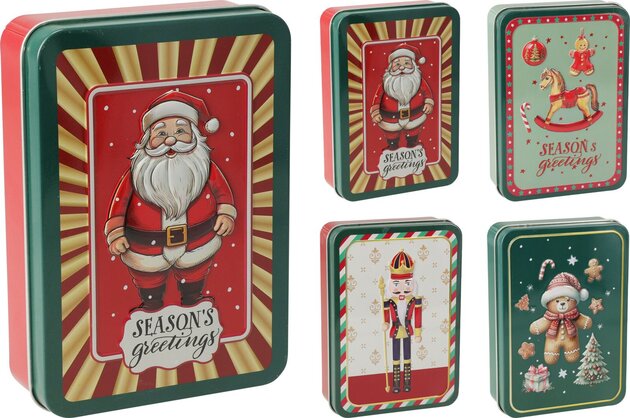 Voorraaddoos 13x9x3cm Kerst 4ass