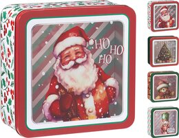 Voorraaddoos 19x19cm kerst 4ass