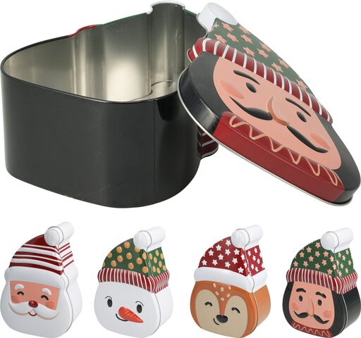 Voorraaddoos 21x12x7cm Kerstfiguur 4ass