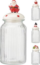 Voorraadpot 1250ml glas Kerst 3ass