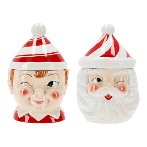 Voorraadpot Elf/Kerstman 17x17x26cm 2ass