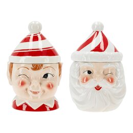 Voorraadpot Elf/Kerstman 17x17x26cm 2ass