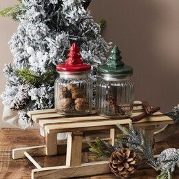 Voorraadpot glas met deksel H15cm - Kerst 2ass - afbeelding 2