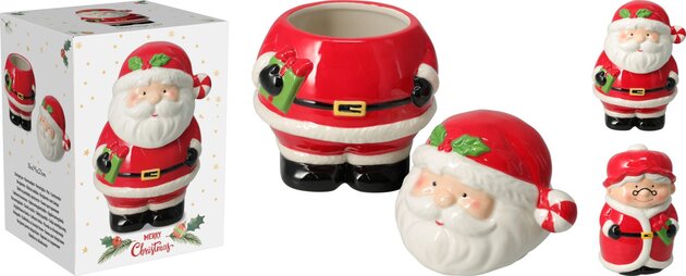 Voorraadpot H21cm Kerstman 2ass
