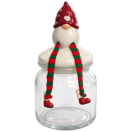 Voorraadpot Kerstman D11xH20cm groen rood
