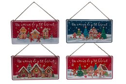 Wanddeco Kerst 30x15cm metaal 2ass