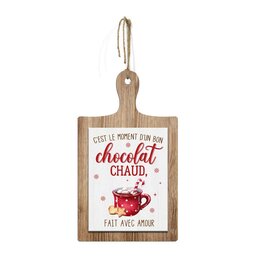 Wanddeco warme chocolademok 24x42cm hout