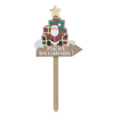 Wegwijzer H60cm Kerstman Par ici les cadeaux